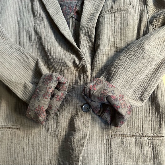 Free People Rowan Blazer Army Green Large Preppy Fall Boho - Picture 7 of 15